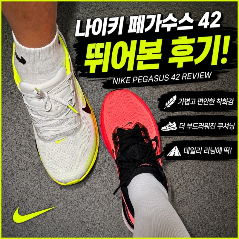 나이키 페가수스 42 러닝화, 평발 착용 후기