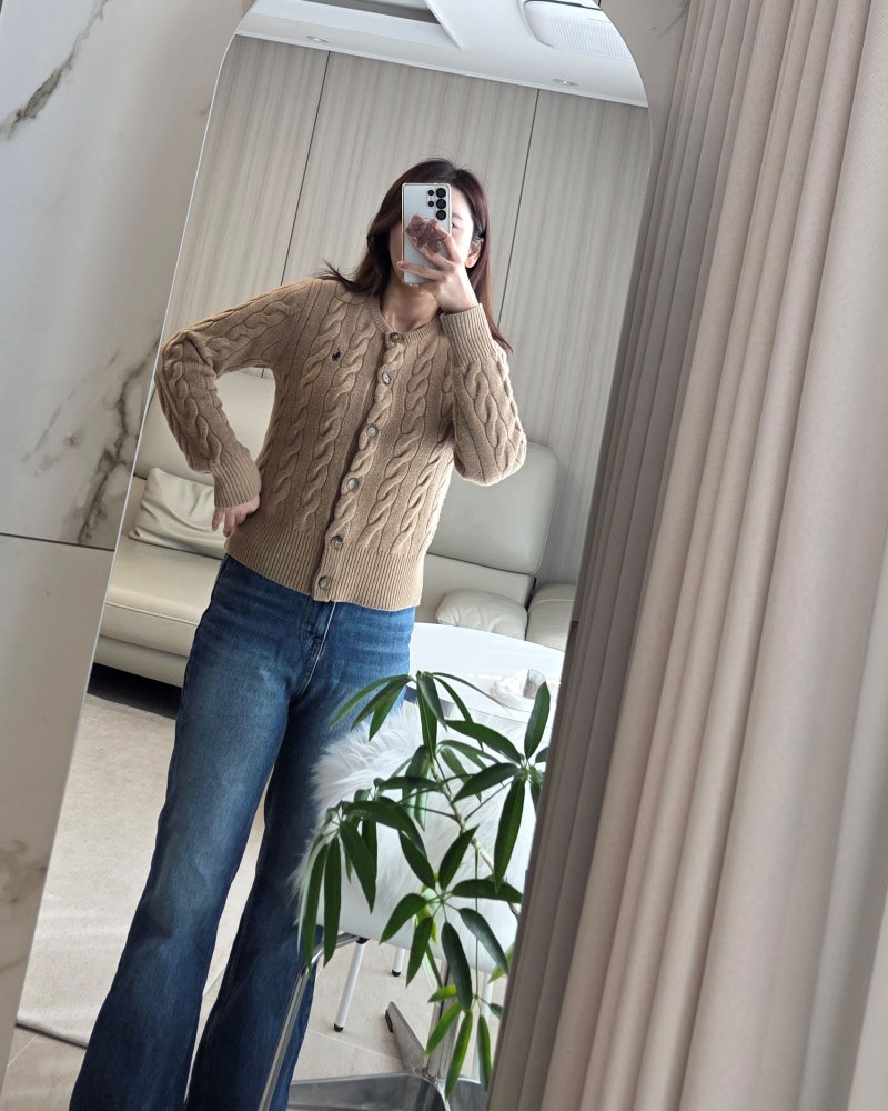 폴로 랄프로렌 울캐시 가디건 M사이즈, 어깨 넓은 66에게 맞을까?